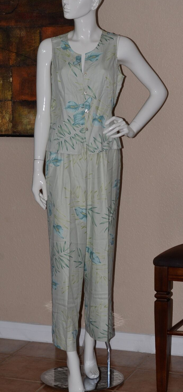 Tommy Bahama Floral Silk Tank Top & Pant 2 Piece Spring Summer Set Sz 10
